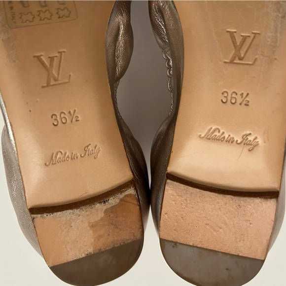 Louis Vuitton Metallic Leather Amulet Sequins Bow Scrunch Ballet Flats 36.5 - Picture 6 of 10